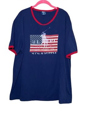 Polo Ralph Lauren XL Patriotic Flag Graphic Tee Americana Preppy Coastal
